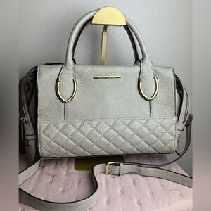STEVE MADDEN Bsanti Taupe Quilted Vegan Leather Satchel Purse | Crossbody